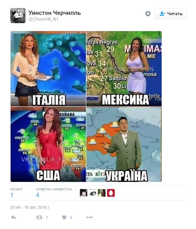 В сети высмеяли подход Украины с ведущим погоды